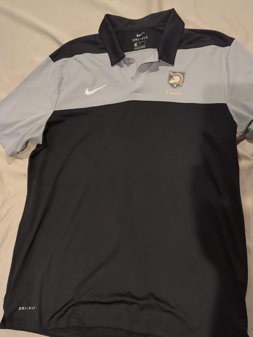 Nike Black and Gray Army Crest Dri-FIT Polo